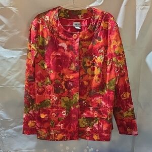Chico's Vibrant Floral Blazer - Red and Green 2L